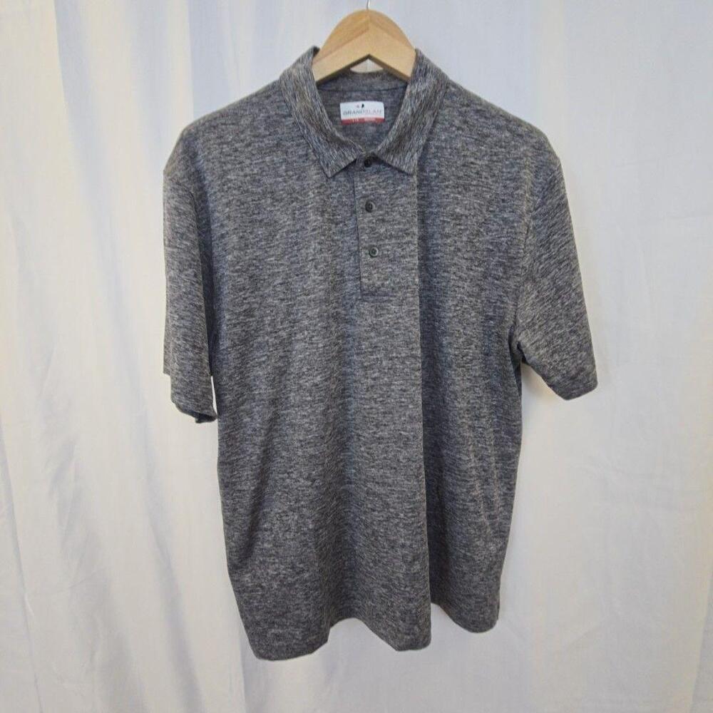 Grand Slam Performance Polo Shirt Mens Large Gray Short Sleeve Golf Casual
